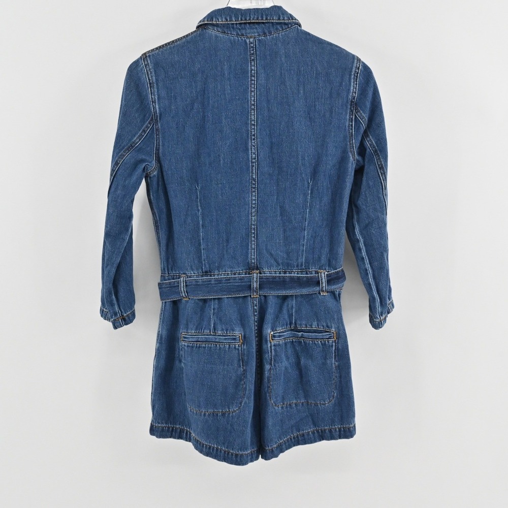 Free People Green River One-Piece Size 2 Denim Romper Boho Western Zip Up Belted - Picture 3 of 14